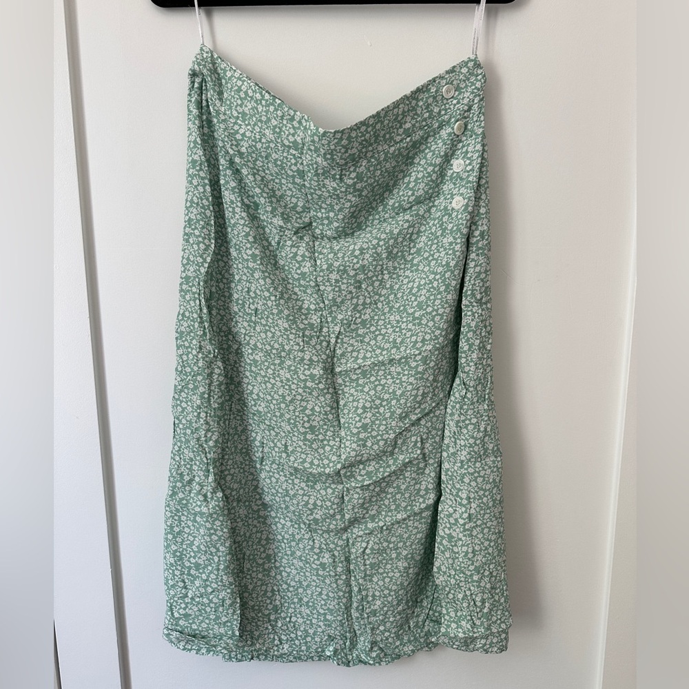 Faithfull the Brand Green Asymmetrical Midi Skirt